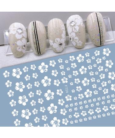 8 Sheets MiaoWu White Cherry Blossoms 3D Nail Art Stickers for Acrylic Nail Decoration - Buy Online on GoSupps.com