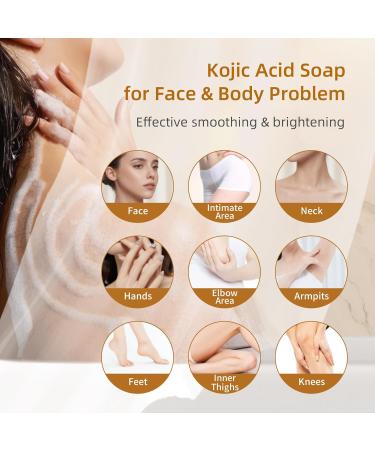 Turmeric Soap for Dark Spots & Acne - Kojic Acid Face & Body Bar for All Skin Types - 2 Pack with Bag & Holder - Buy Online on GoSupps.com