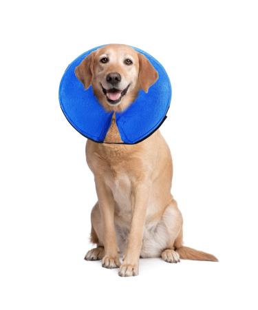 Pet sppies inflatable collar for pet dog cat cat comfortable recovery swimming protective with magic zipper for pet dog neck protection pillow ps005 (l/blue) l blue - Buy Online on GoSupps.com