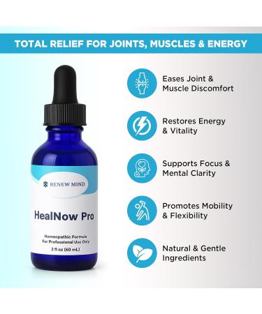 RENEW MIND HealNow Pro Homeopathic Support for Joint Pain Muscle Aches Arthritis Pain and Muscle or Joint Stiffness Professional Grade Formula Promotes Comfort Mobility & Energy - 2 fl oz - Buy Online on GoSupps.com