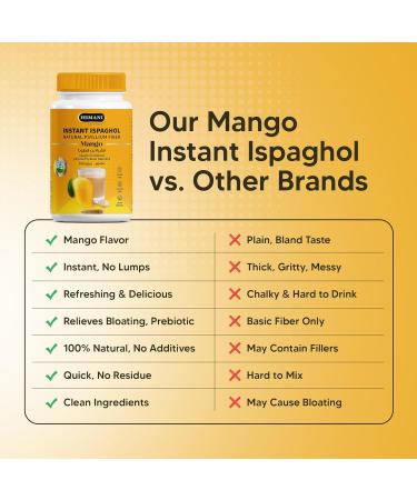 Hemani Instant Psyllium Husk Ispaghol 100g | Mango Flavored On-The-Go Fiber Supplement | Supports Digestive Health | Add to Water for a Refreshing Drink - Buy Online on GoSupps.com