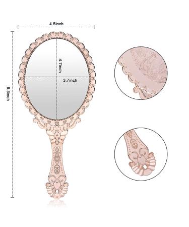 Yusong Compact Handheld Mirror with Handle - Vintage Purse Mirror for Travel - Rose Gold Mini Makeup Mirror for Girls - Buy Online on GoSupps.com
