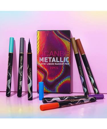 UCANBE 7 Colors Shimmer Liquid Eyeliner Makeup Set Metallic Satin Finish Colorful Sparkling Eye Liner Pen Long Lasting High Pigmented with Waterproof & Smudge Proof Formula Multicolor_7pc - Buy Online on GoSupps.com