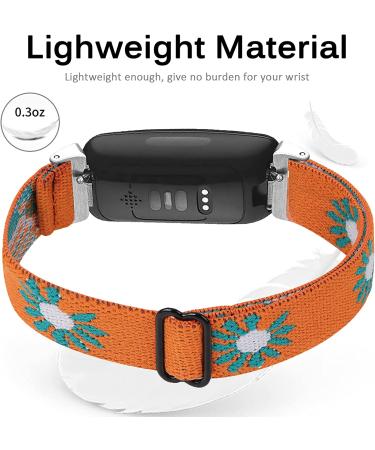 Miimall Soft Adjustable Nylon Fabric Band for Fitbit Inspire/Inspire 2/Inspire hr - Orange Daisy - Buy Online on GoSupps.com