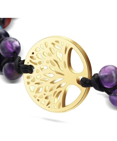 Go 7 Chakra Bracelet | Natural Stone Yoga Bracelet for Healing & Reiki Energy | Tree of Life Design | Perfect Gift for Men & Women - Buy Online on GoSupps.com