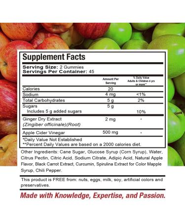 Health Dose Apple Cider Vinegar Gummy with Mother- 90 Gummies for Detox & Cleanse. With Ginger Extract for Digestion. Vegan & Gluten-Free - Buy Online on GoSupps.com