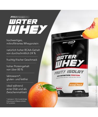Best Body Nutrition Professional Water Whey Isolate Orange Peach 1kg - High-Quality Protein Supplement for Optimal Performance - Buy Online on GoSupps.com