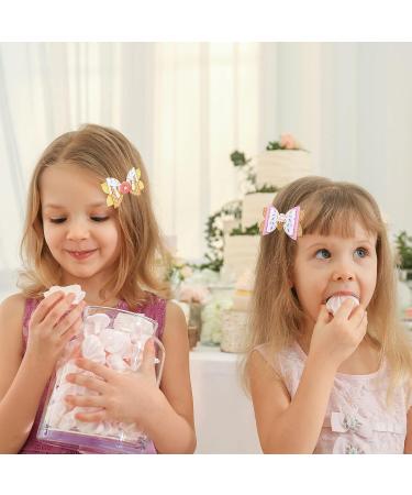 Whaline 4Pcs Dessert Glitter Bow Hair Clips - Summer Colorful Leather Hairgrips for Girls and Women - Birthday Party Hair Accessories - Buy Online on GoSupps.com