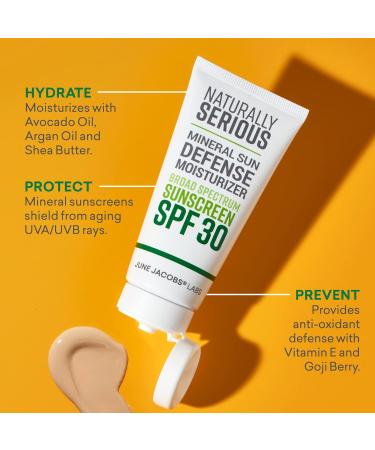 Naturally Serious Mineral Sun Defense Moisturizer SPF 30 | Vegan Cruelty-Free Mineral Sunscreen for Face - Broad Spectrum Protection - Buy Online on GoSupps.com