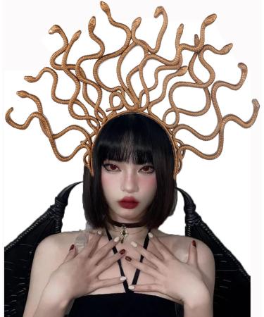 Faxianther Gold Snake Headband Halloween Costume Cosplay Headpiece Hair Hoop Scary Day Of The Dead Fancy Dress Party Masquerade Ball Snake Crowns Tiaras Hair Band - Buy Online on GoSupps.com