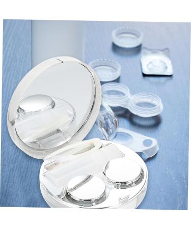 KOMBIUDA Travel Container - Portable Contact Lens Case with Mirror & Film Stylish Silver Lens Care Box (7.2x7.2cm) for International Shipping - Buy Online on GoSupps.com
