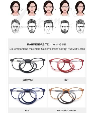 Lanomi Round Oval Reading Glasses for Men & Women - Magnetic Closure Light Reading Aid with Elastic Silicone Straps Blue 1.5x - International Shipping Available - Buy Online on GoSupps.com
