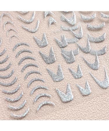 3D Glitter Silver French Nail Stickers - Self-Adhesive Butterfly Star & Heart Designs for Stunning Nail Art - Buy Online on GoSupps.com