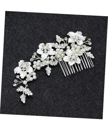 Angoily Tiara Wedding Hair Comb Wedding Headpiece Flower Leaf Hair Comb Pearl Diamond Hair Comb Bridal Headdress Bridal Hair Comb Mosaic Alloy Bride - Buy Online on GoSupps.com