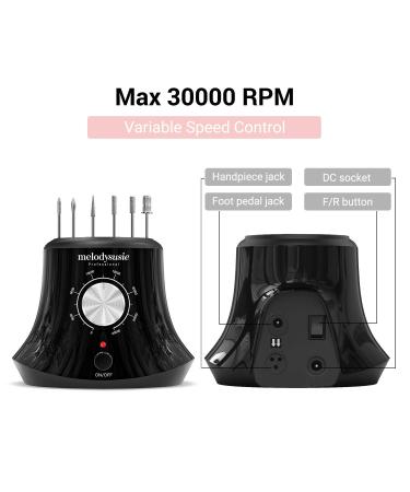 Melodysusia Electric Nail Cutter 30000 RPM | Professional Nail File & Pedicure Set with Foot Pedal - Perfect for Home & Nail Studio - Black - Buy Online on GoSupps.com