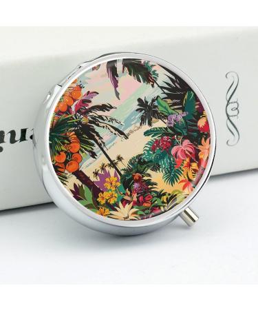 Shop Stylish Tropical Floral Pill Box | 3 Compartment Travel Pill Organizer | Portable Medicine Case for Handbag & Pocket - Buy Online on GoSupps.com