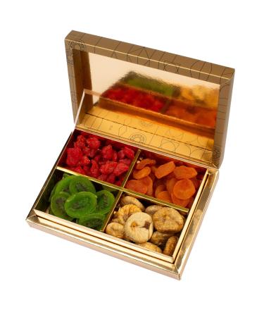 Luxury Dried Fruits Selection - 800g Gold Gift Box | Exotic Crystallised Fruit | Suitable for Vegans Vegetarian Halal Kosher and Gluten Free Diets