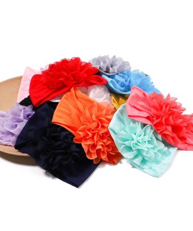 DOOBOI 12pcs Baby Girls Nylon Headbands with Chiffon Flower Bows - Hair Accessories for Newborns & Kids - Buy Online on GoSupps.com