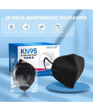 FGCCJP KN95 Face Mask - 30pcs Disposable, 5-Layer Protection, Breathable, Individual Pack - Black for Adults - Buy Online on GoSupps.com