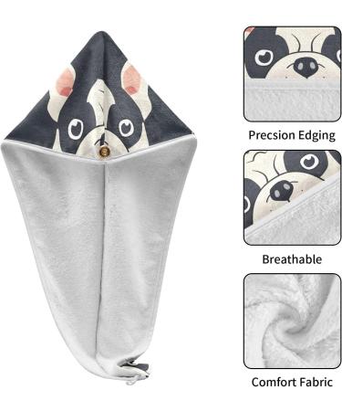 Buy Sweet Cute Bulldog Hair Towel 2 Pack - Super Absorbent Quick Dry Turban for Women & Girls | International Shipping - Buy Online on GoSupps.com