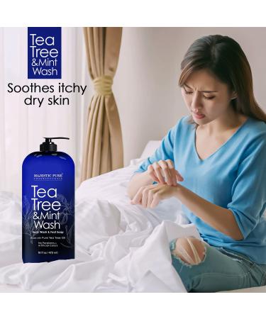 MAJESTIC PURE Tea Tree Oil Body Wash with Mint - 16 fl oz - Fights Body Odor, Athlete's Foot, Jock Itch, Ringworm & Skin Irritations - Shower Gel for Women and Men - Buy Online on GoSupps.com