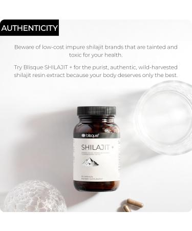 Blisque Pure Himalayan Organic Shilajit Resin Extract Capsules | Authentic and Natural | Golden Grade A | Contains Fulvic Acid and Trace Minerals | 90 Capsules - Buy Online on GoSupps.com