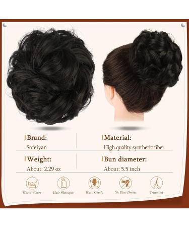 Sofeiyan Synthetic Claw Clip Messy Bun Hairpiece for Women - Wavy Curly Chignon Ponytail Extension in Natural Black - Buy Online on GoSupps.com