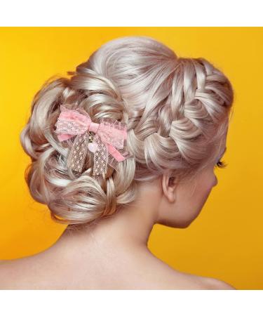 HINZIC 4Pcs Pink Lace Hair Clips - Cute Bow Alligator Clips for Girls - Hair Bow Clip Decoration for Teens & Women - Buy Online on GoSupps.com