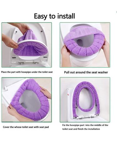 Zhi Kexin 4pcs Bathroom Soft Toilet Seat Cover Pads - Thicker, Warmer, Washable, Stretchable - Easy Installation Cushion Lid Covers in Grey, Green, Pink, Blue - Buy Online on GoSupps.com