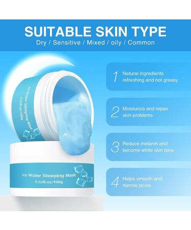Hydrating Ice Water Sleeping Mask Duo for All Skin Types - Overnight Face Mask for Ultimate Moisture and Hydration - Buy Online on GoSupps.com