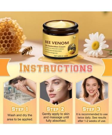 Bee Venom Skin Restoration Cream Professional Bee Venom Cream Reducing The Appearance Of Blemishes Wrinkles And Fine Lines Natural Moisturizer for All Skin Types (2Pcs) - Buy Online on GoSupps.com