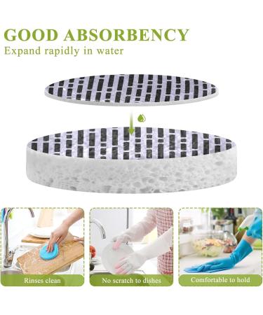 3-Pack Cleaning Kitchen Sponges Oval Purple Black Stripe Kitchen Cellulose Dishwashing Wood Pulp Cotton - Buy Online on GoSupps.com
