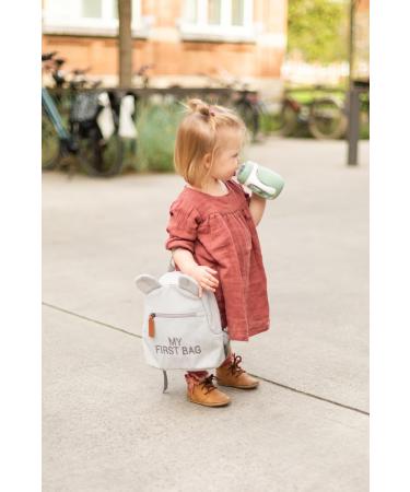 Childhome Children's Backpack | Baby School & Kindergarten Bag | Water Repellent 2 Compartments Lunchbag/Bottles Removable Safety Buckle - My First Bag in Light Gray - Buy Online on GoSupps.com