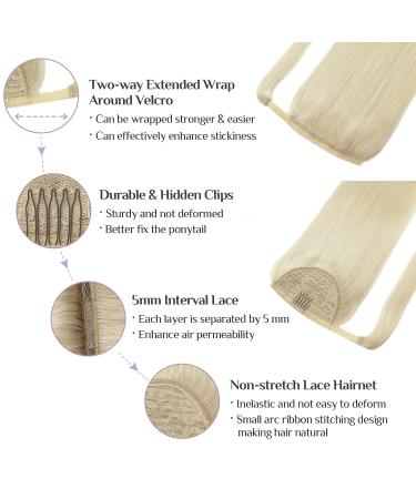 Doores Platinum Blonde Ponytail Hair Extension - 45cm 80g Remy Clip-In Straight Braid - Real Hair #60A - Buy Online on GoSupps.com