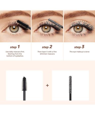 Glitter mascara for eyelashes shimmering mascara - Lengthening and volumizing formula mascara | Eyelash cosmetics waterproof makeup mascara lift curling multi-eye makeup - Buy Online on GoSupps.com