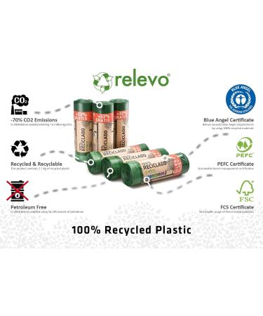 Relevo 120 Pack 30L Eco-Friendly Drawstring Garbage Bags - 100% Recycled Green Waste Disposal - Buy Online on GoSupps.com