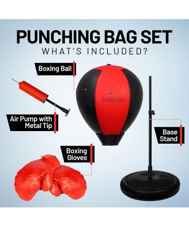 SALLJOGO Free Standing Punching Bag for Kids 3yo & Up - Adjustable & Portable Heavy Duty Boxing Bag with Stand & Gloves for Home Exercise & Self Defense Training - Buy Online on GoSupps.com