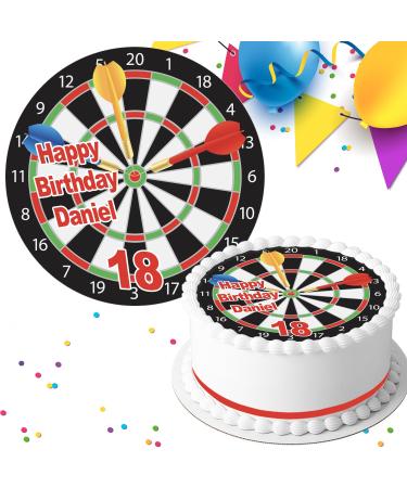 DARTS BIRTHDAY PARTY PERSONALISED 7.5 INCH EDIBLE ICING CAKE TOPPER DECORATION B062 - Buy Online on GoSupps.com