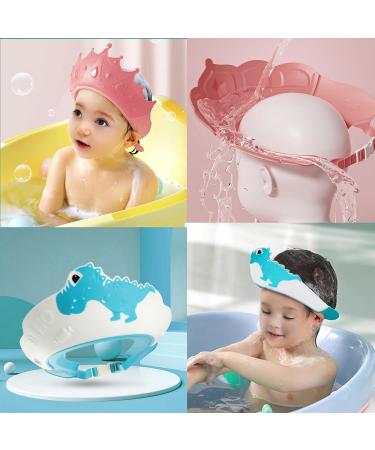 2 Pcs Adjustable Baby Shower Cap Set for Boys and Girls - Crown Pink Dinosaur Blue - Protects Eyes, Ears, and Face - Buy Online on GoSupps.com