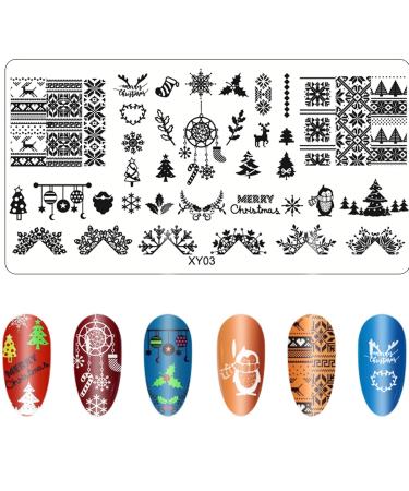 Niceneeded 9Pcs Christmas Nail Art Stamping Kit | 6 Nail Plates Stamper Scraper & Storage Bag | DIY Christmas Nail Decoration Tools - Buy Online on GoSupps.com