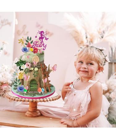 32PCS Fairy Cake Toppers Fairy Cake Decoration Pink Mushroom House Cake Decoration Butterfly Cake Decoration Fairy Garden Topper Fairy Party Supplies Favors for Fairy Birthday Party Baby Shower - Buy Online on GoSupps.com