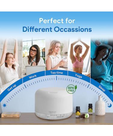Asakuki 500ml Aroma Diffuser - Ultrasonic Essential Oil Humidifier with Timer Auto Shutoff 7 LED Color Options - Buy Online on GoSupps.com