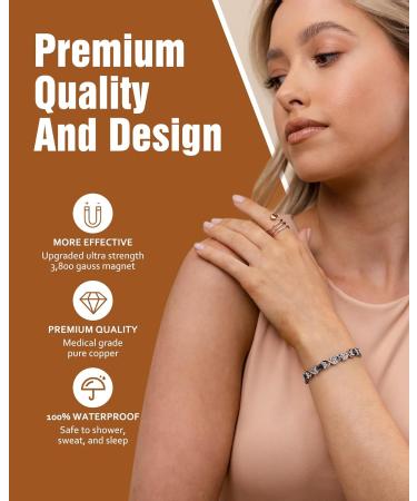Jecanori Copper Magnetic Bracelet Set for Women - Adjustable Size with Strength Magnets (3800 Gauss Each) - Includes Magnetic Rings - Brazaletes & Jewellery Gift Box - Infinite Crystal Design - Buy Online on GoSupps.com