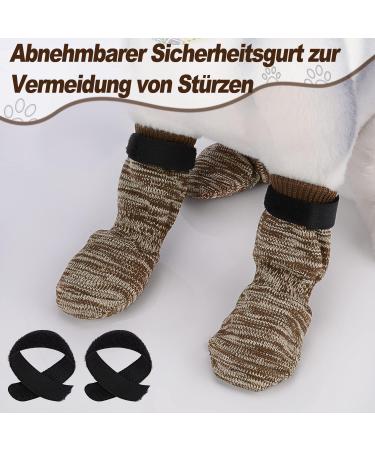 Petloft Anti-Slip Dog Socks - 4 Pack Slide-Resistant Indoor Socks for Small to XL Dogs & Cats - Adjustable Fastening Tape - Light Brown Paw - Buy Online on GoSupps.com