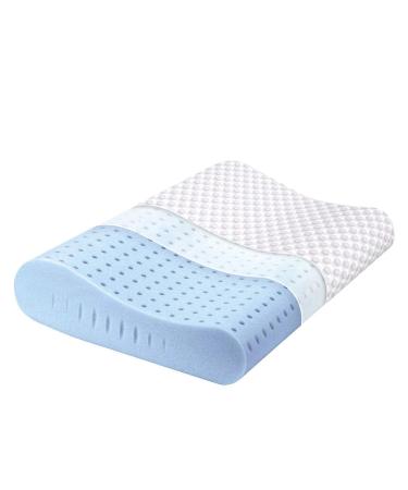 Bed Pillows for Sleeping, Ventilated Gel Memory Foam Contour Pillow, Ergonomic Cervical Pillow for Neck Pain - Washable Removable Cover, Queen Size White Queen