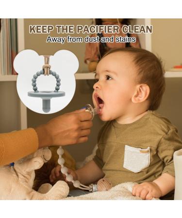 CLdy Silicone Pacifier Chain Set - 4 PCS Cup Catcher for Boys & Girls | Keeps Pacifiers Clean - Soft Flexible & Durable - Blue Green Brown Milk White - Buy Online on GoSupps.com