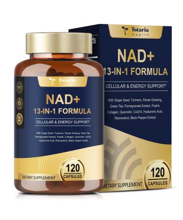 Totaria NAD Supplement for Women Men with nicotinamide riboside resveratrol Quercetin Betaine Boost NAD+ Levels NAD Plus Supplement for Anti Aging Energy Immune Focus 120 Capsules 120 Count (Pack of 1)
