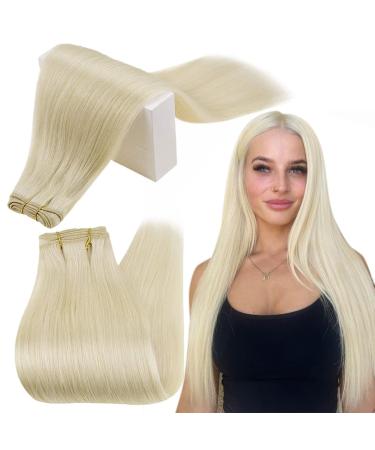 Runatur treats extensions real hair blond 45cm/18 inch straight hair extension treat real hair single-color blonde 100gram one piece remy hairpin real hair for sewing platinum blond #60 45cm 2-stresses #60