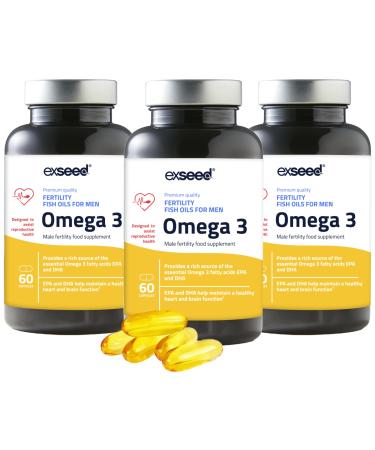 ExSeed ExSeed Health Men's Dietary Supplement - Omega 3-3 Months (x3 Bottles) - 60 Capsules Per Bottle - Fish Oils for Men - Promote