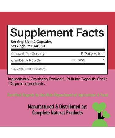 Organic Cranberry Capsules 500mg | Plant-Based Vegan Non-GMO No Fillers | Supports Urinary Tract & Bladder Health | Organic Cranberry Powder Supplement - Buy Online on GoSupps.com